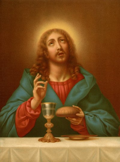 Kristus siunaa leipää ja viiniä tekijältä after Carlo Dolci
