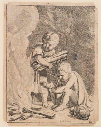 Lapsille, jotka tekevät tulta tekijältä after Cornelis Holsteyn
