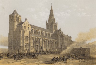 Glasgow (St Mungos) katedraali, ulkopuoli (chromolitho) tekijältä after David Roberts