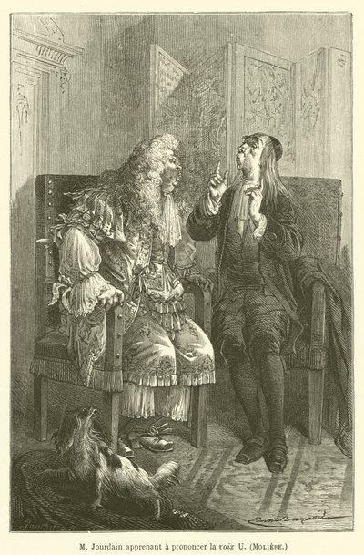 M Jourdain oppii ääntämään ääntä U, Moliere tekijältä after Emile Antoine Bayard