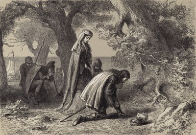 Thorfinn ja Gudrid Vinelandin rannalla tekijältä after Felix Octavius Carr Darley