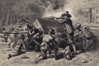 Virginialaiset puolustavat itseään intiaaneja vastaan tekijältä after Felix Octavius Carr Darley