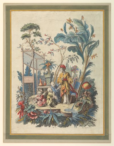 Levy 7 sarjasta kiinalaisia genrekohtauksia tekijältä after Francois Boucher