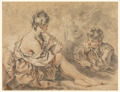 Pastora fent tubs a un pastor Pastora fent tubs a un pastor tekijältä after Francois Boucher