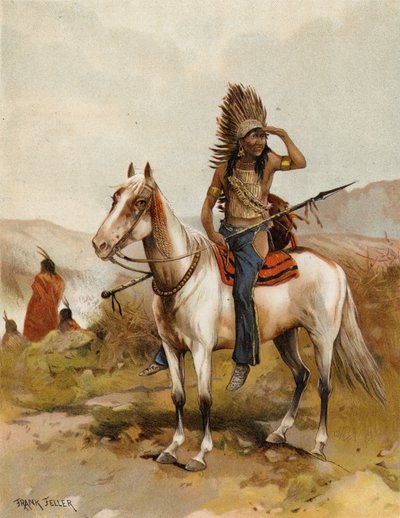 Sioux-intiaanipäällikkö (chromolitho) tekijältä after Frank Feller