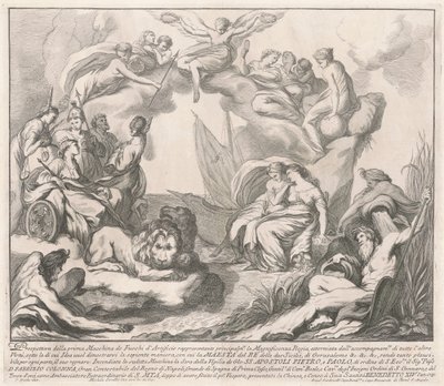 Prima Macchina Kiinalle vuodelta 1741: Allegoria kuninkaallisesta loistosta tekijältä after François Hutin Miguel de Sorellò