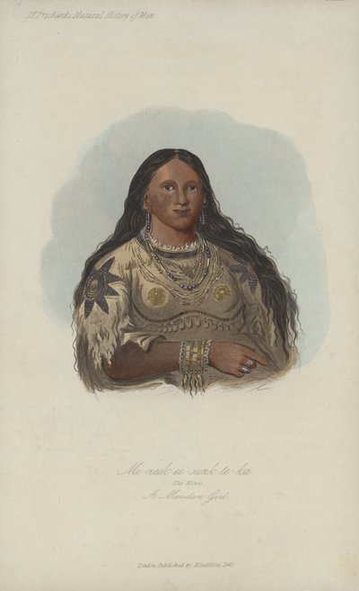 Mi-neek-ee-sunk-te-ka, Minkki, Mandan-tyttö (akvatintta) tekijältä after George Catlin