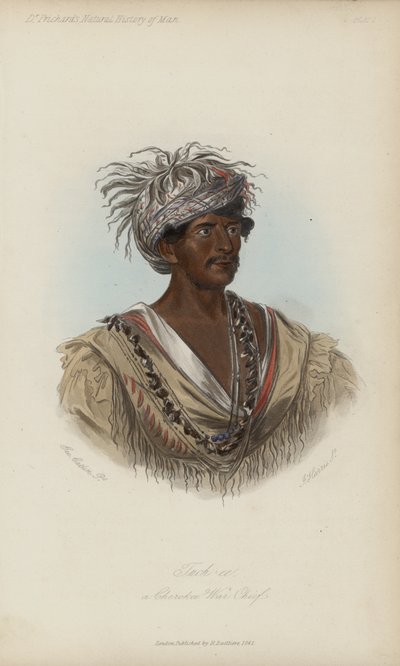 Tuch-ee, Cherokee-sotapäällikkö (akvatinta) tekijältä after George Catlin