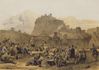 Greyfriarsin kirkkopiha, liiton allekirjoittaminen (chromolitho) tekijältä after George Cattermole