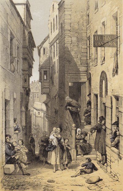 Libbertons Wynd, Edinburgh (chromolitho) tekijältä after George Cattermole