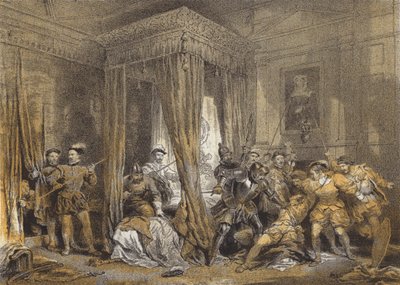 Queen Marys Bed-Chamber, Holyrood (chromolitho) tekijältä after George Cattermole