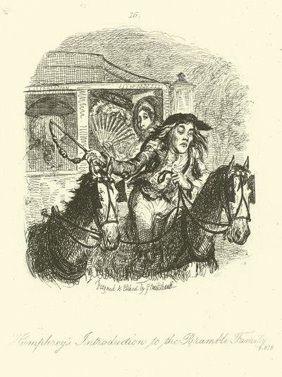 Tobias Smollettin Humphry Clinker -teoksen kuvitus. tekijältä after George Cruikshank