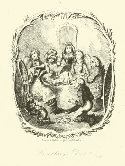 Tobias Smollettin Humphry Clinker -teoksen kuvitus. tekijältä after George Cruikshank
