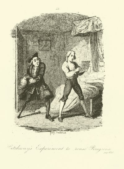 Tobias Smollettin kuvitus Peregrine Pickle -teokseen. tekijältä after George Cruikshank