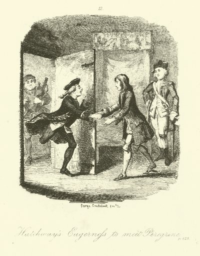 Tobias Smollettin kuvitus Peregrine Pickle -teokseen. tekijältä after George Cruikshank