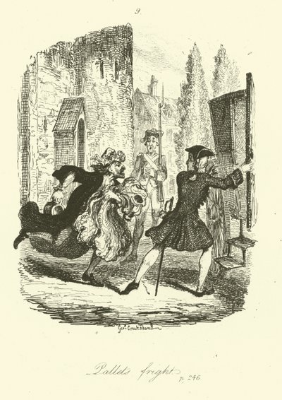 Tobias Smollettin kuvitus Peregrine Pickle -teokseen. tekijältä after George Cruikshank