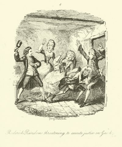 Tobias Smollettin Roderick Random -teoksen kuvitus. tekijältä after George Cruikshank