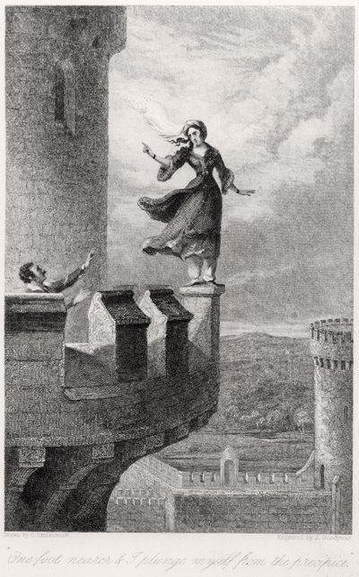 Rebecca, Walter Scottin teoksesta Ivanhoe (1771-1832) tekijältä after George Cruikshank
