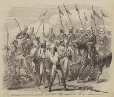 Kapinalliset Sepoys, ryöstö, yllättynyt HM 9th Lancersin puolueesta lähellä Delhiä tekijältä after George Francklin Atkinson