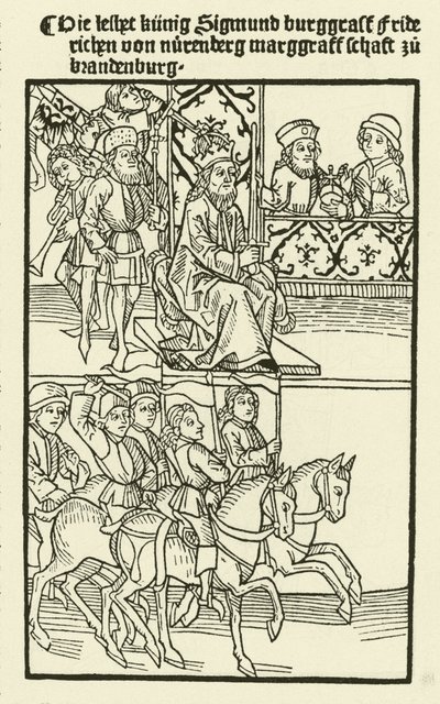Frederick I Hohenzollernin talosta Brandenburgin markkreiviksi, 1415 tekijältä after German School
