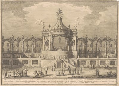 Seconda Macchina Chinealle vuodelta 1760: Chinoiserie-paviljonki tekijältä after Giuseppe Palazzi Giuseppe Vasi after Paolo Posi