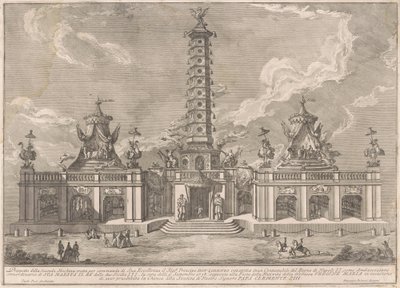 Seconda Macchina Chinealle vuodelta 1758: Nanjingin posliinitorni tekijältä after Giuseppe Palazzi attritbuted to Giuseppe Pozzi after Paolo Posi