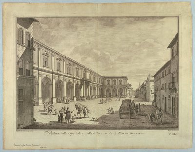 Näkymä Firenzeen, lautanen "XXIV:n valinta Näkymät Firenzen kaupungin pääalueille, aukioille, kirkoille ja palatseille" tekijältä after Giuseppe Zocchi