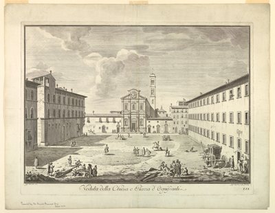 Näkymä Firenzeen, lautanen "XXIV:n valinta Näkymät Firenzen kaupungin pääalueille, aukioille, kirkoille ja palatseille" tekijältä after Giuseppe Zocchi