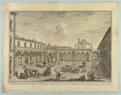Näkymä Firenzeen, lautanen "XXIV:n valinta Näkymät Firenzen kaupungin pääalueille, aukioille, kirkoille ja palatseille" tekijältä after Giuseppe Zocchi