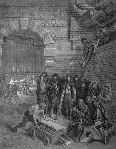 Huonekalut ja erilaiset esineet 1100- ja 1300-luvuilta tekijältä Gustave after Dore
