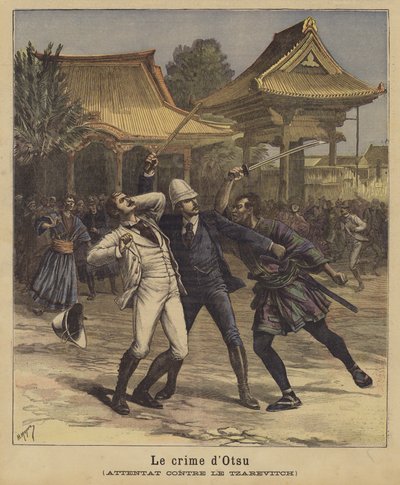 Salamurhayritys Venäjän Tsesarevitš Nikolai vastaan, Otsu, Japani, 1891 tekijältä after Henri Meyer