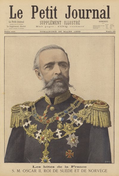 Ranskan vieraat; Oskar II, Ruotsin ja Norjan kuningas tekijältä after Henri Meyer