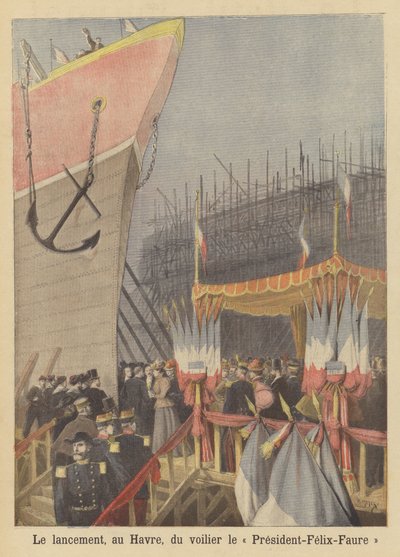 President-Felix-Faure-purjelaiva lasketaan vesille Le Havressa tekijältä after Henri Meyer