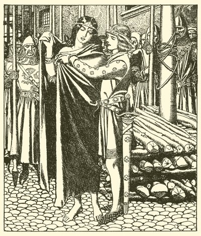Tristram auttaa Lady Moeyaa tekijältä after Howard Pyle
