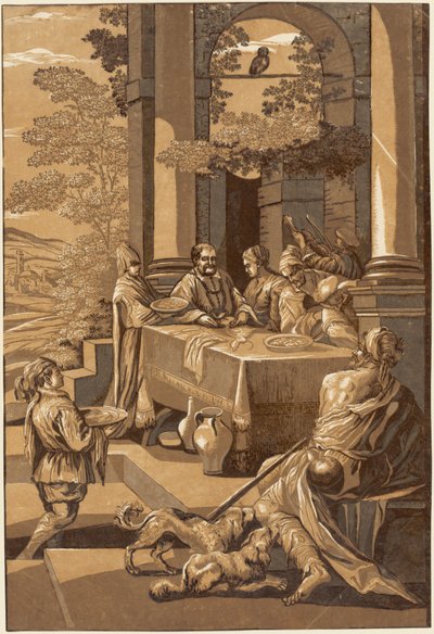 Sukellukset ja Lasarus (oikea paneeli) tekijältä after Jacopo Bassano John Baptist Jackson