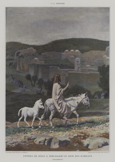 Yksityiskohta Kristuksen saapumisesta Jerusalemiin palmusunnuntaina tekijältä after Jean Leon Gerome