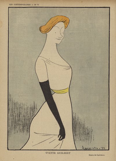 Yvette Guilbert, kuvitus Le Rirelle tekijältä after Leonetto Cappiello