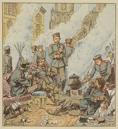 Orleansin taistelun jälkeen saksalaiset kaupungin kaduilla tekijältä after Louis Charles Bombled