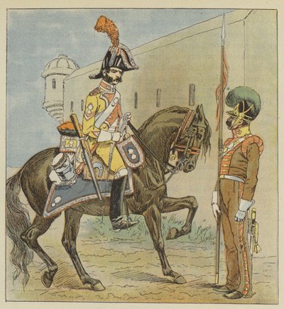 Espanjan armeija, lohikäärme, 1er-rykmentti, Lancier, 1er-rykmentti, de la Manche tekijältä after Louis Charles Bombled