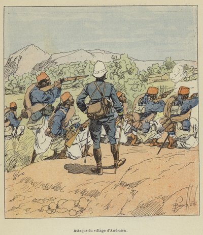 Hyökkäys Andratran kylään tekijältä after Louis Charles Bombled