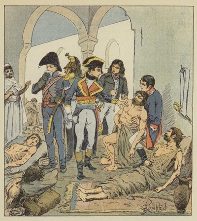 Bonaparte vierailee Jaffan vitsauksissa tekijältä after Louis Charles Bombled