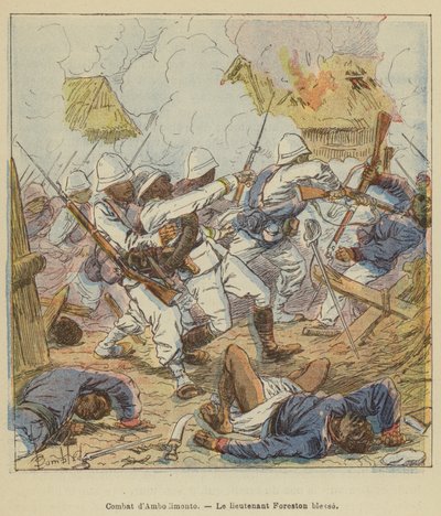 Ambodimonton tappelu, luutnantti Foreston haavoittui tekijältä after Louis Charles Bombled