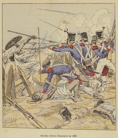 Taistelu Tamataven edessä vuonna 1829 tekijältä after Louis Charles Bombled