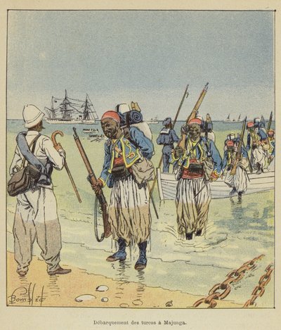 Turcojen laskeutuminen Majungaan tekijältä after Louis Charles Bombled