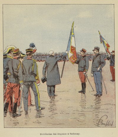 Lippujen jakelu Sathonayssa tekijältä after Louis Charles Bombled