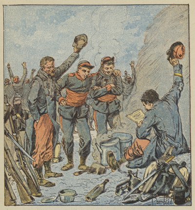 Joukkojen innostus kenraali Ducrotin voitokkaan poistumisen ilmoituksesta tekijältä after Louis Charles Bombled
