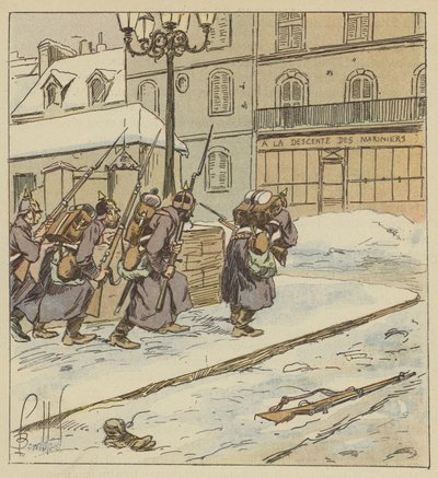 Myöhäinen ja varovainen ensimmäisten preussilaisten saapuminen Le Mansiin tekijältä after Louis Charles Bombled