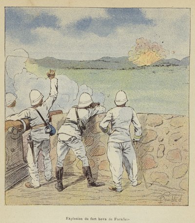 Farafaten hovan linnoituksen räjähdys tekijältä after Louis Charles Bombled
