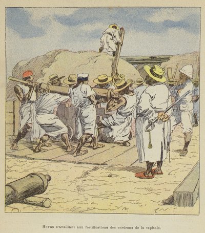 Hovas työskentelee linnoituksissa pääkaupungin ympärillä tekijältä after Louis Charles Bombled