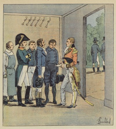 Hudson Lowe haastattelee Napoleonin palvelijoita tekijältä after Louis Charles Bombled